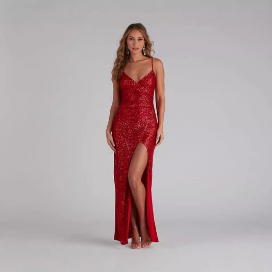 Sequin Sling Dress Summer Host Cocktail Sexy Prom Evening Dress