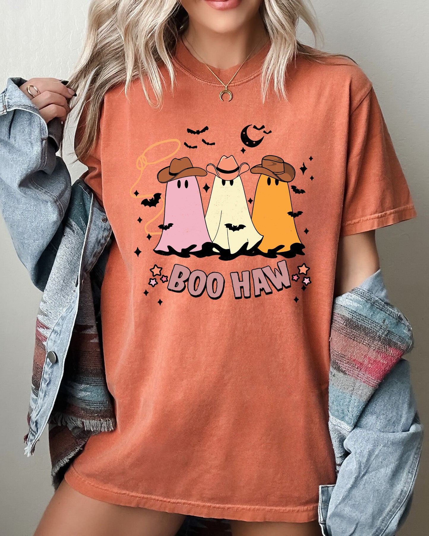 Boo Haw Mini Cowboy Ghosts, Funny, Witch, Aesthetic, Meme, Halloween, Spooky, Costume, Tshirt Comfort Colors T-Shirt