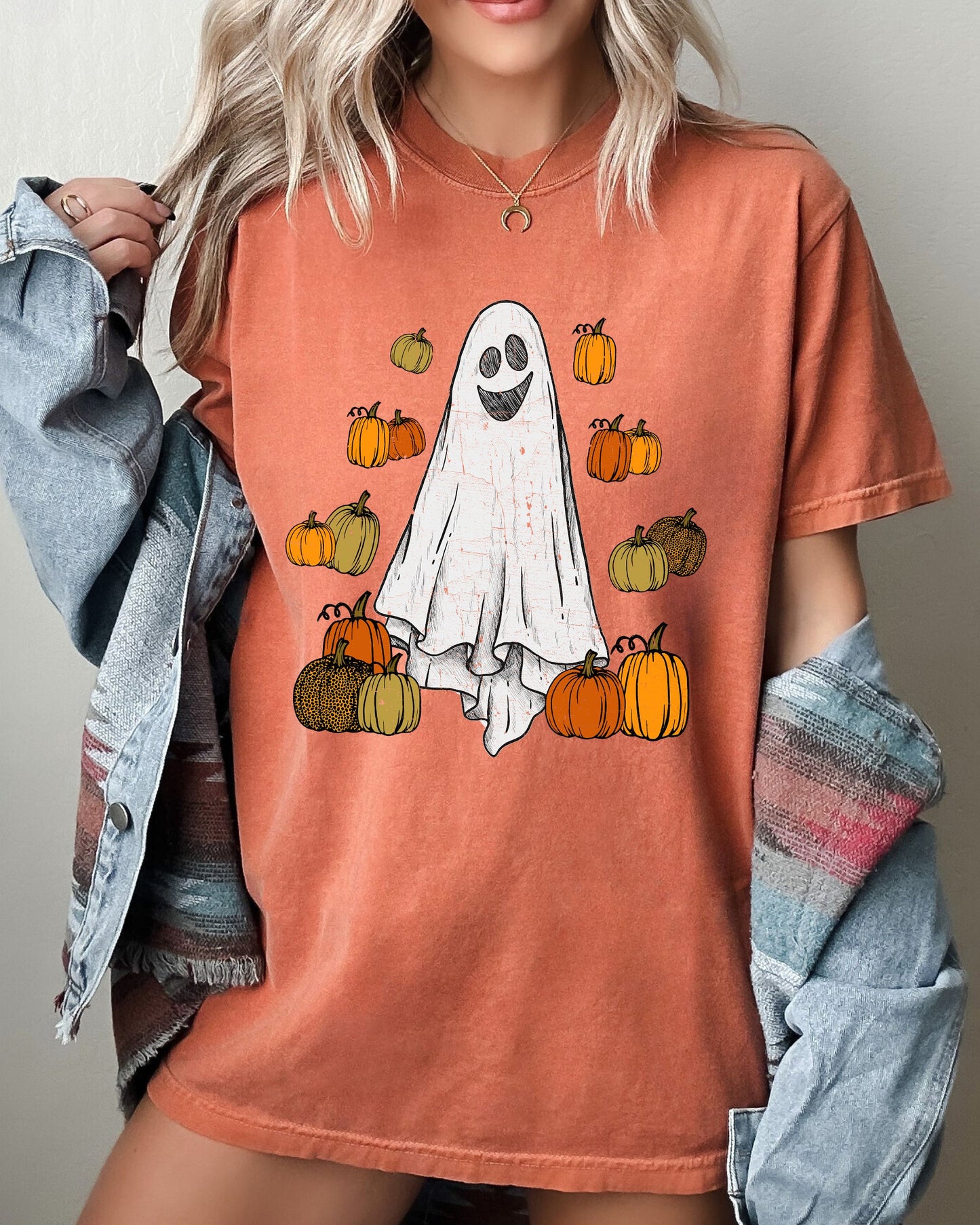 Ghost and Pumpkins, Skeleton, Ghost, Funny, Witch, Aesthetic, Meme, Halloween, Spooky, Costume, Tshirt Comfort Colors T-Shirt