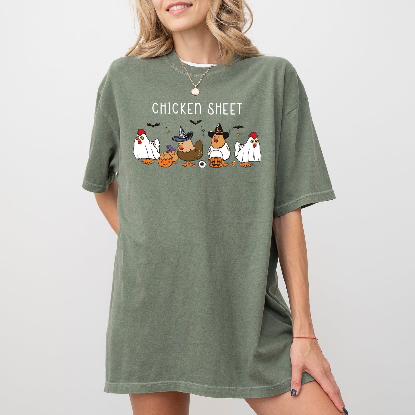 Chicken Sheet, Ghost, Skeleton, Funny, Pumpkin, Spooky, Witch, Aesthetic, Meme, Halloween, Costume, Tshirt Comfort Colors T-Shirt