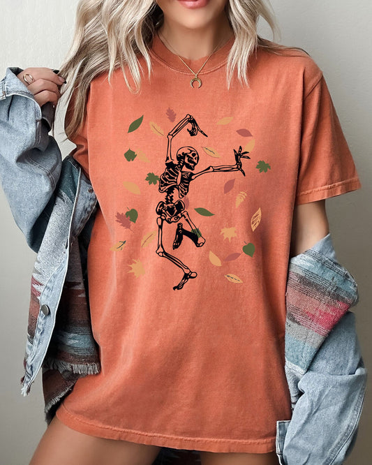 Fall Leaves, Skeleton, Ghost, Witch, Skull, Funny, Spooky, Aesthetic, Meme, Halloween, Costume, Tshirt Comfort Colors T-Shirt