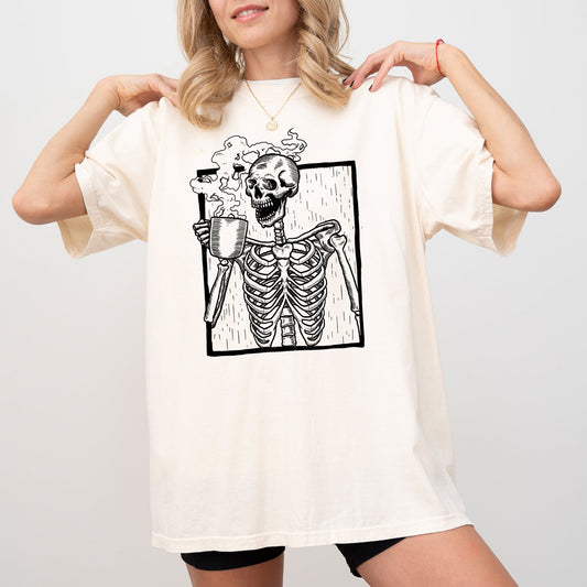 Coffee, Skeleton, Witch, Ghost, Skull, Spooky, Aesthetic, Meme, Halloween, Costume, Tshirt Comfort Colors T-Shirt