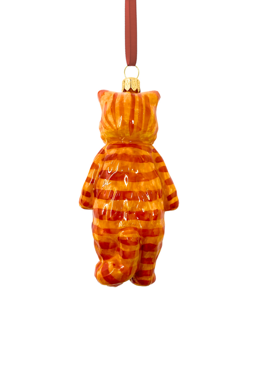 Oliver Ginger Cat Glass Ornament