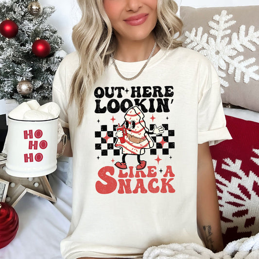 Out Here Lookin Like A Snack, Little Debbie, Plaid, Christmas Tree, Comfort Colors Tshirt