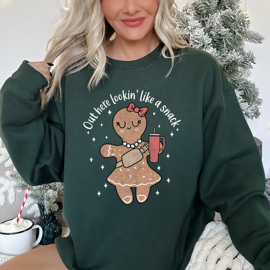 Out Here Looking Like A Snack, Gingerbread Girl, Stanley, Christmas Sweatshirt
