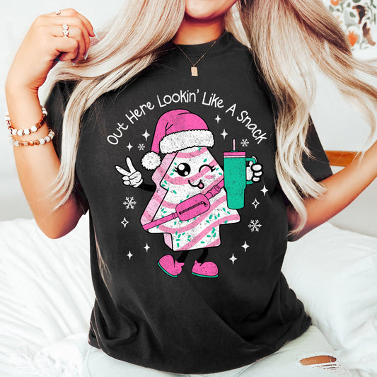 Out Here Looking Like A Snack, Pink Little Debbie, Stanley, Christmas, Comfort Colors Tshirt