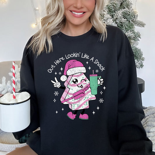 Out Here Looking Like A Snack, Pink Little Debbie, Stanley, Christmas Sweatshirt