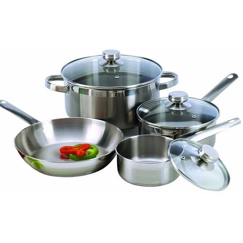 7-Piece Cookware Set Constructed in 18/10 Stainless Steel | Kitchen + Metal