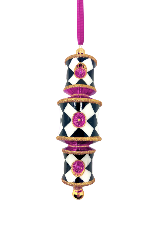 Pink Harlequin Dazzler Glass Ornament