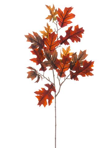 33" Velvet Oak Leaf Spray Burgundy Brown