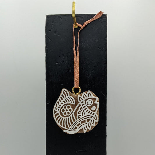 Hand Carved Fish Wooden Block Ornament