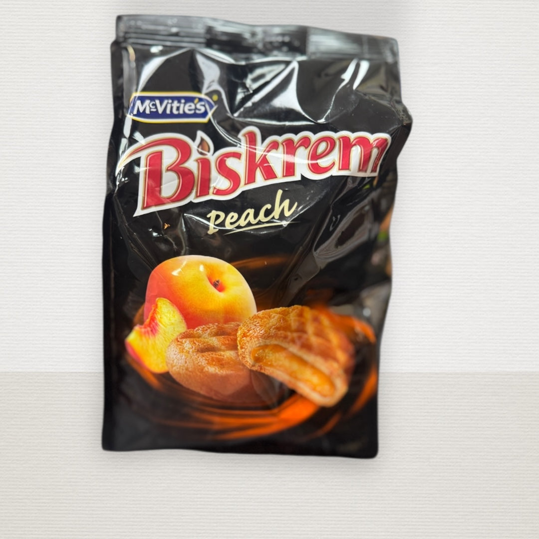 McVities Biskrem Peach Biscuit Snack - Crisp Peach Flavor in Delicate Biscuit Shell