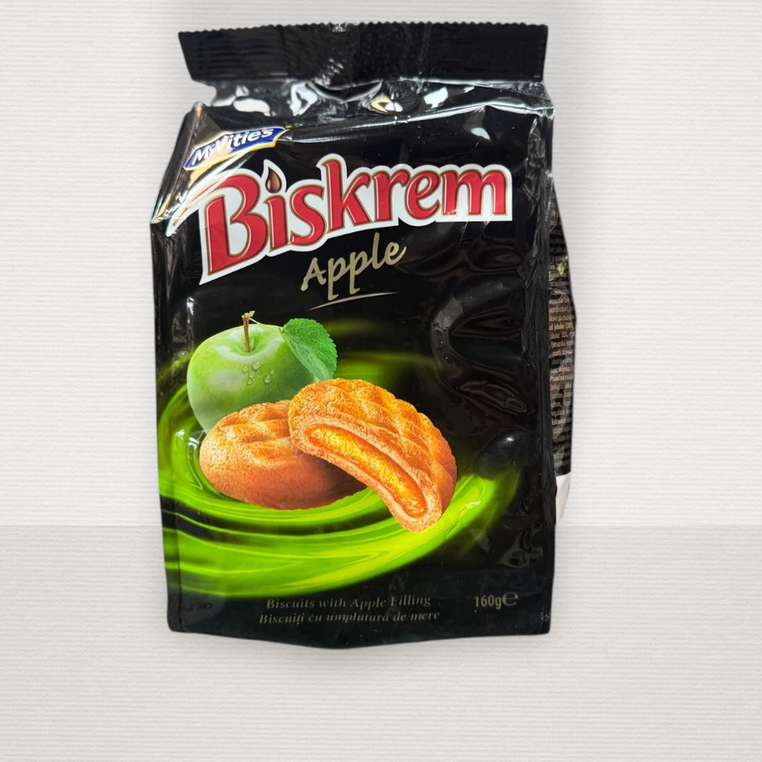 McVities Biskrem Apple Flavored Biscuits - Crisp Apple Flavor in Delicate Biscuit Shell
