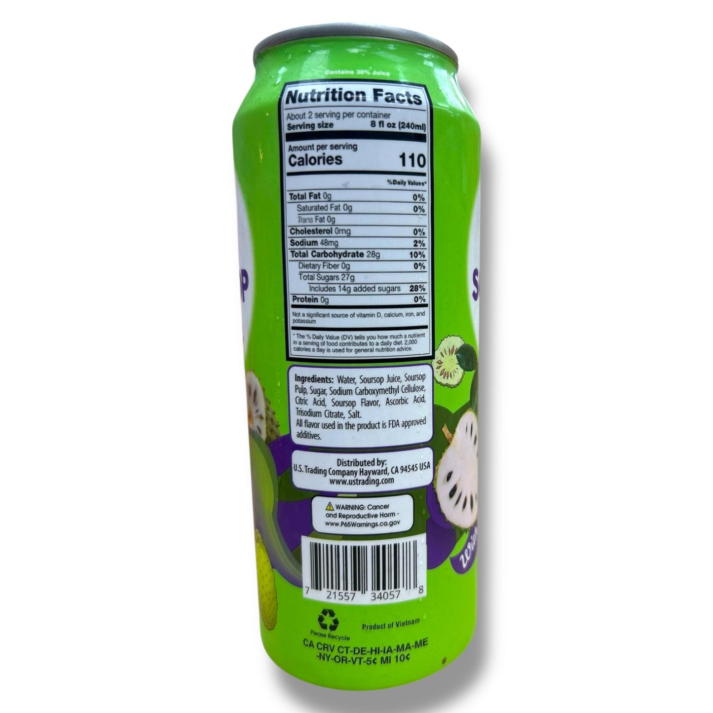 Honey Bee Soursop Juice With Pulp - Refreshing Tropical Drink, 16 Fl Oz