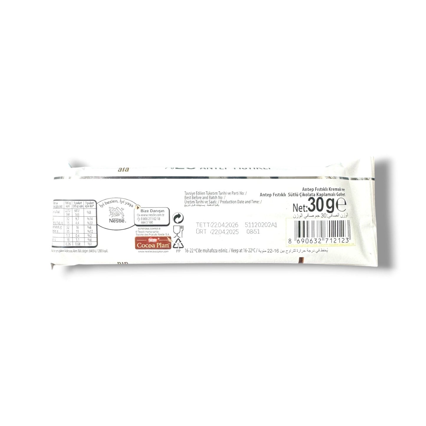 Crispy Pistachio Wafer Coated In Nestle Damak White Chocolate – 30g Delight