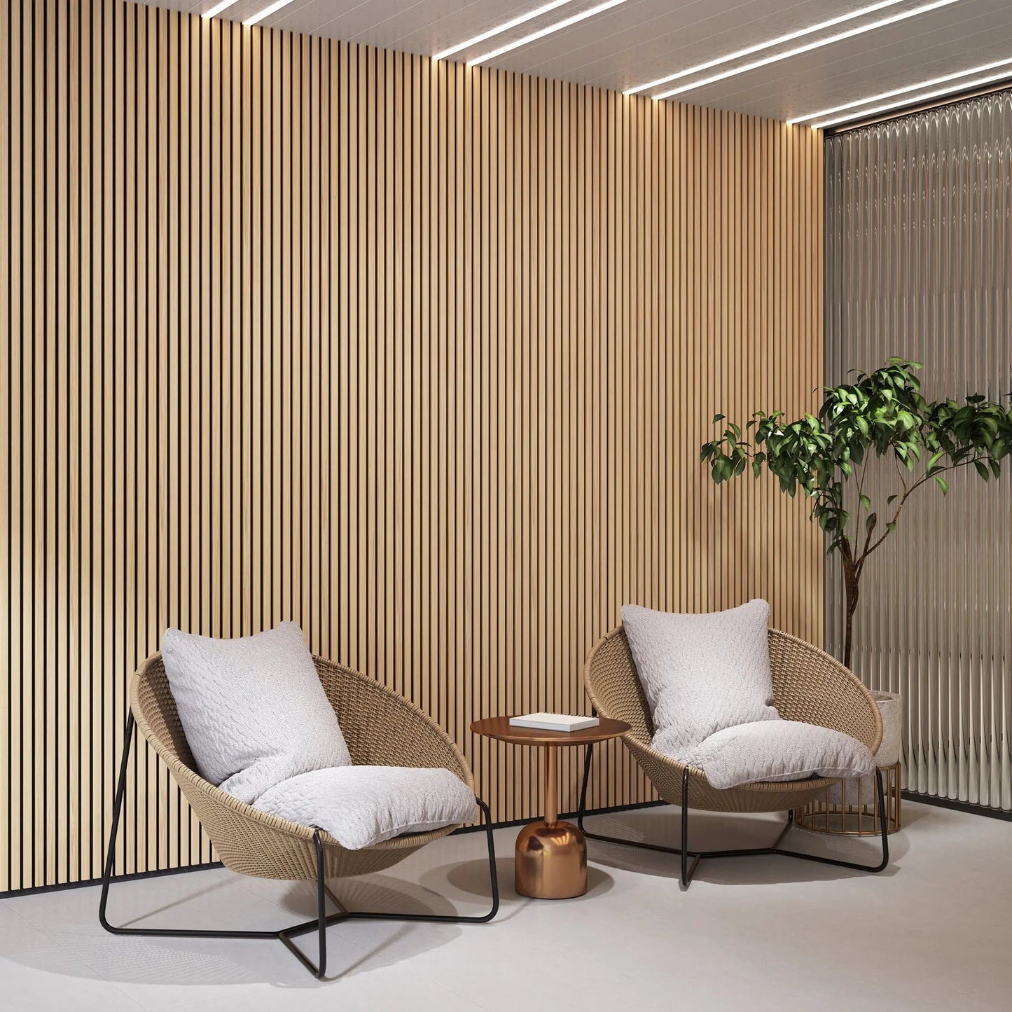 Luxury Natural Oak Acoustic Solid Wood Slat Wall Panels ( 2 Panels Per Box)