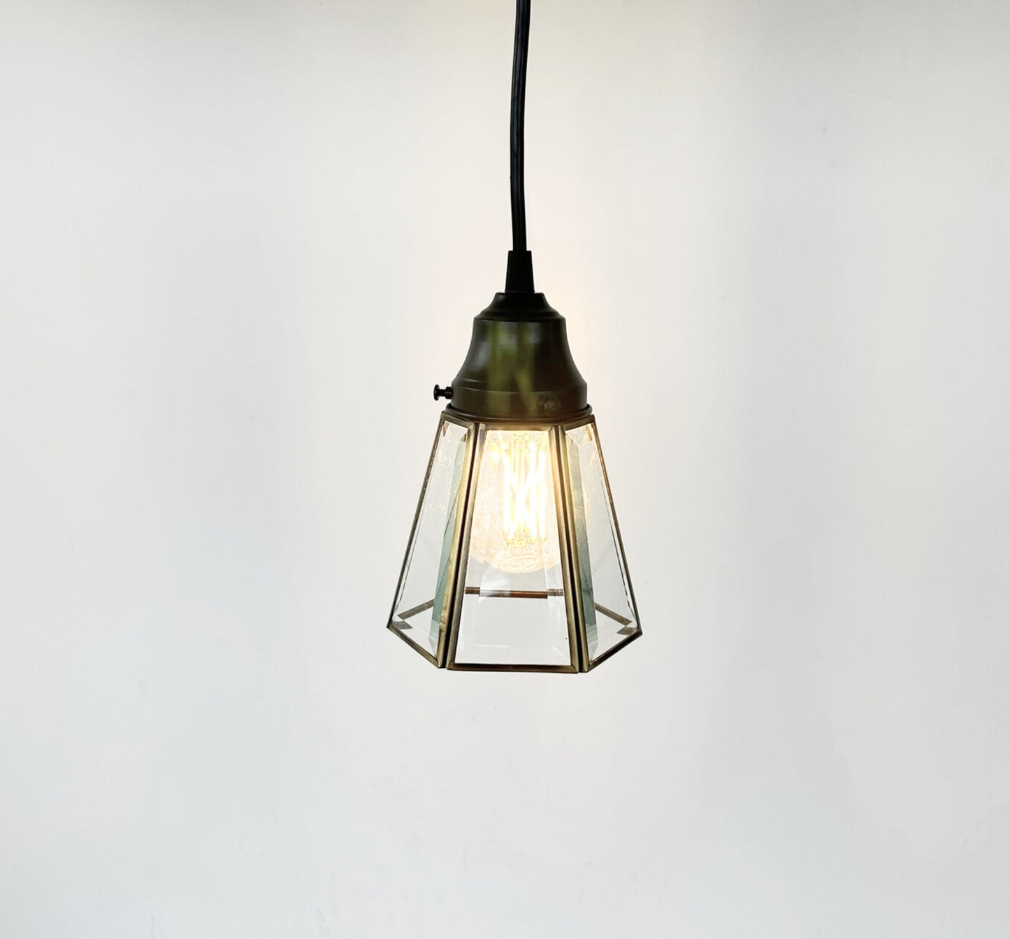 Clear Glass and Brass Wall Sconce or Pendant Light