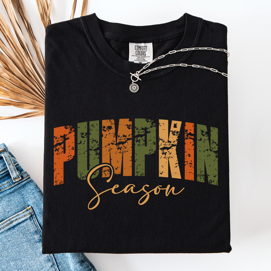 Pumpkin Season, Fall Retro Varsity, Autumn, Comfort Colors T-Shirt