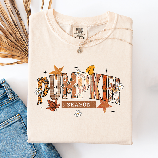 Pumpkin Season, Stars and Leaves, Autumn, Fall, Comfort Colors T-Shirt