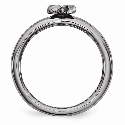 Black Plated Sterling Silver Stackable 7mm Star of David Ring