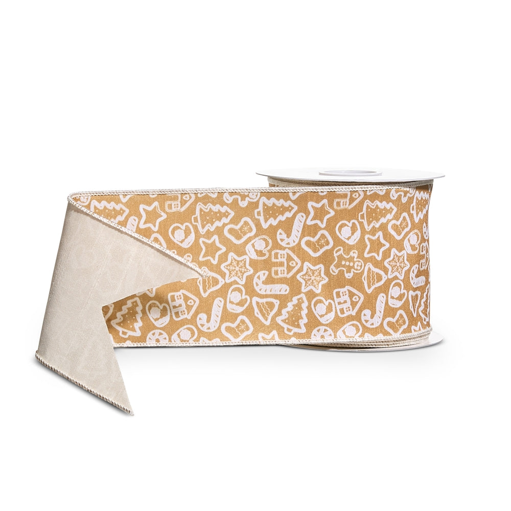 4" X 10 Yds Gingerbread Wired Ribbon
