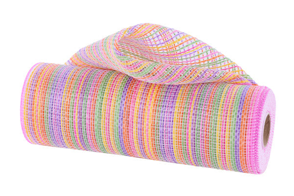 10"X10YD VERTICAL MULTICOLOR STRIPE MESH YLW/ORG/PRPL/HOT PNK/LIME
