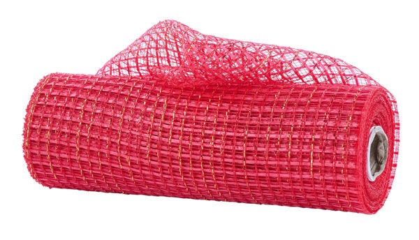 10"X10YD METALLIC/POLY MESH RED/GOLD