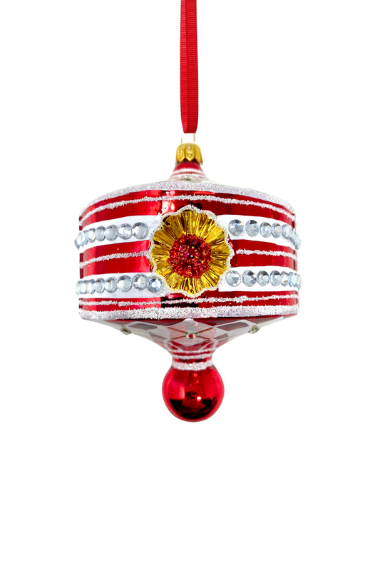 Red Harlequin Lantern Glass Ornament