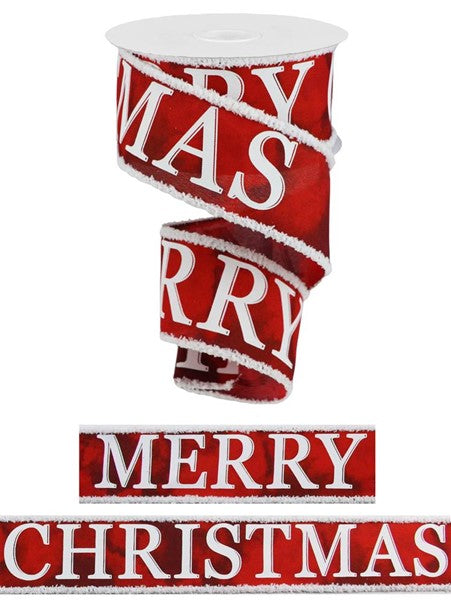 2.5"X10YD MERRY CHRISTMAS W/DRIFT CRM/BRGDY/CRANBERRY/RED