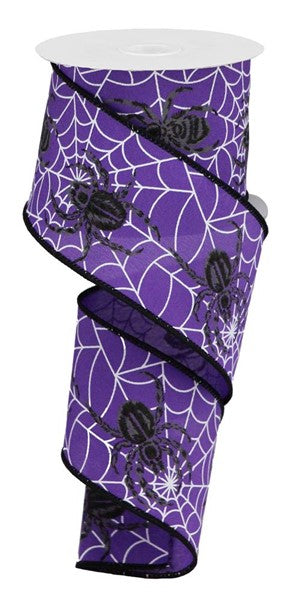 2.5"X10YD SPIDER WEB/SPIDER ON PG FABRIC PURPLE/BLK/WHT/GREY