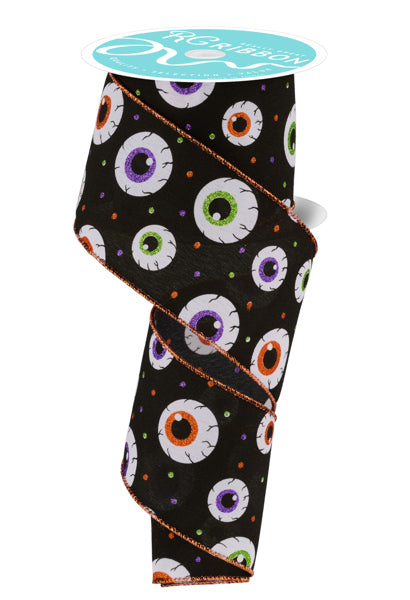 2.5"X10YD EYEBALLS ON PG-WHT/BLK/PPL/LIME/ORG
