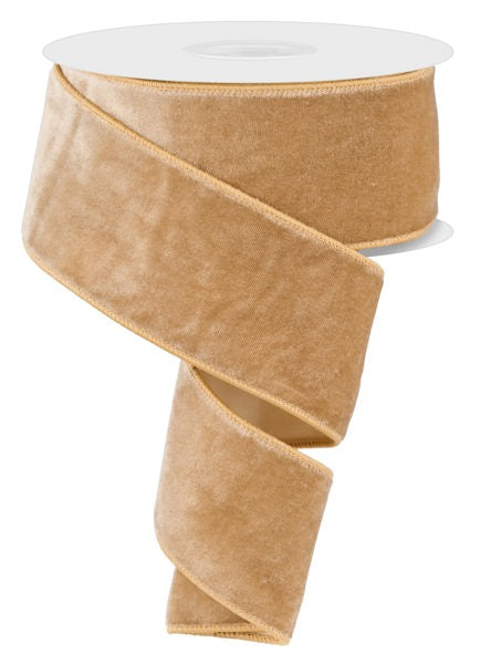 2.5"X10YD DELUXE VELVET/SATIN BACKING TAUPE/CHAMPAGNE