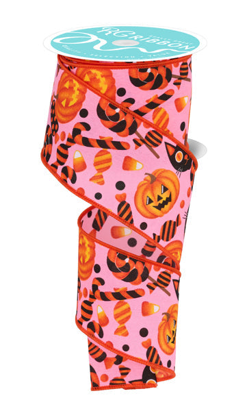2.5"X10YD PUMPKIN/CAT/CANDY LT PINK/MULTI