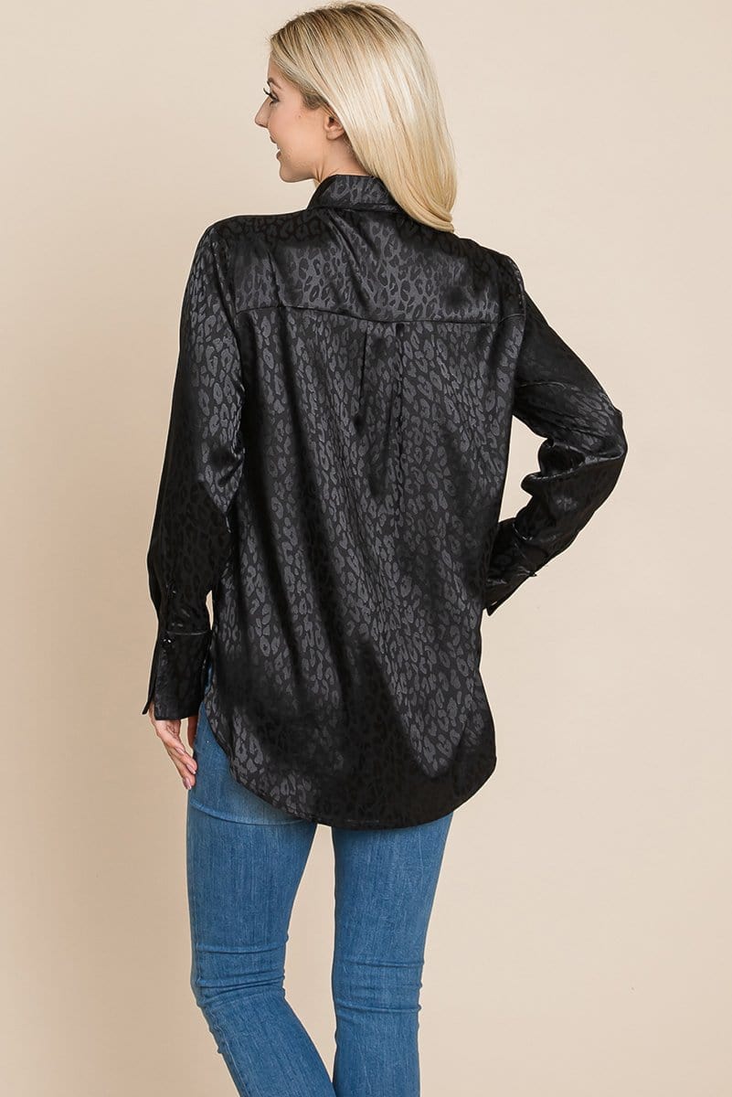 Casual Animal Print Satin Button Up Shirts Blouse | Apparel | Kitchen + Metal