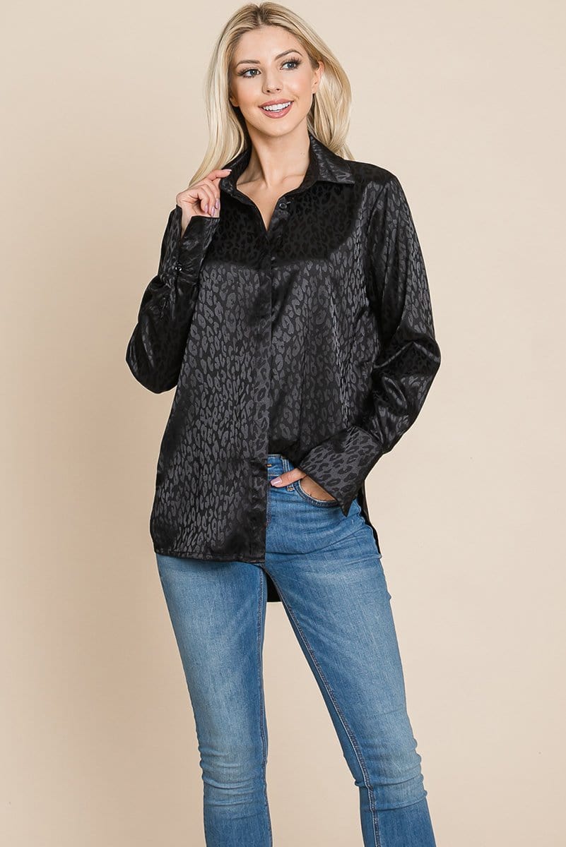 Casual Animal Print Satin Button Up Shirts Blouse | Apparel | Kitchen + Metal