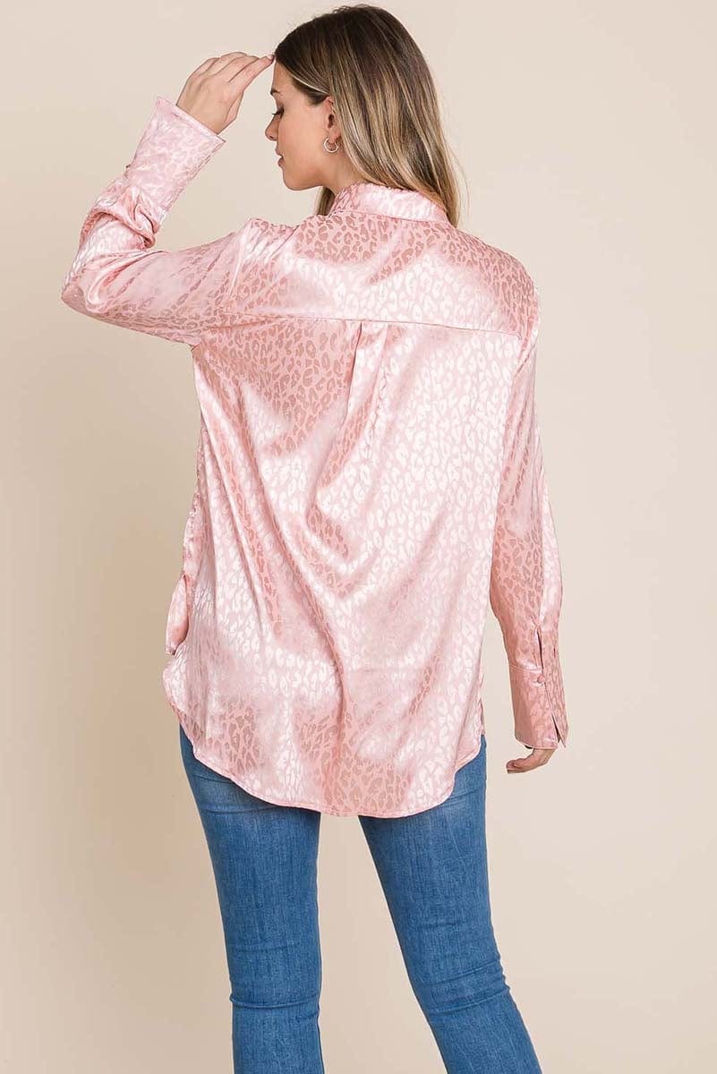 Casual Animal Print Satin Button Up Shirts Blouse | Apparel | Kitchen + Metal