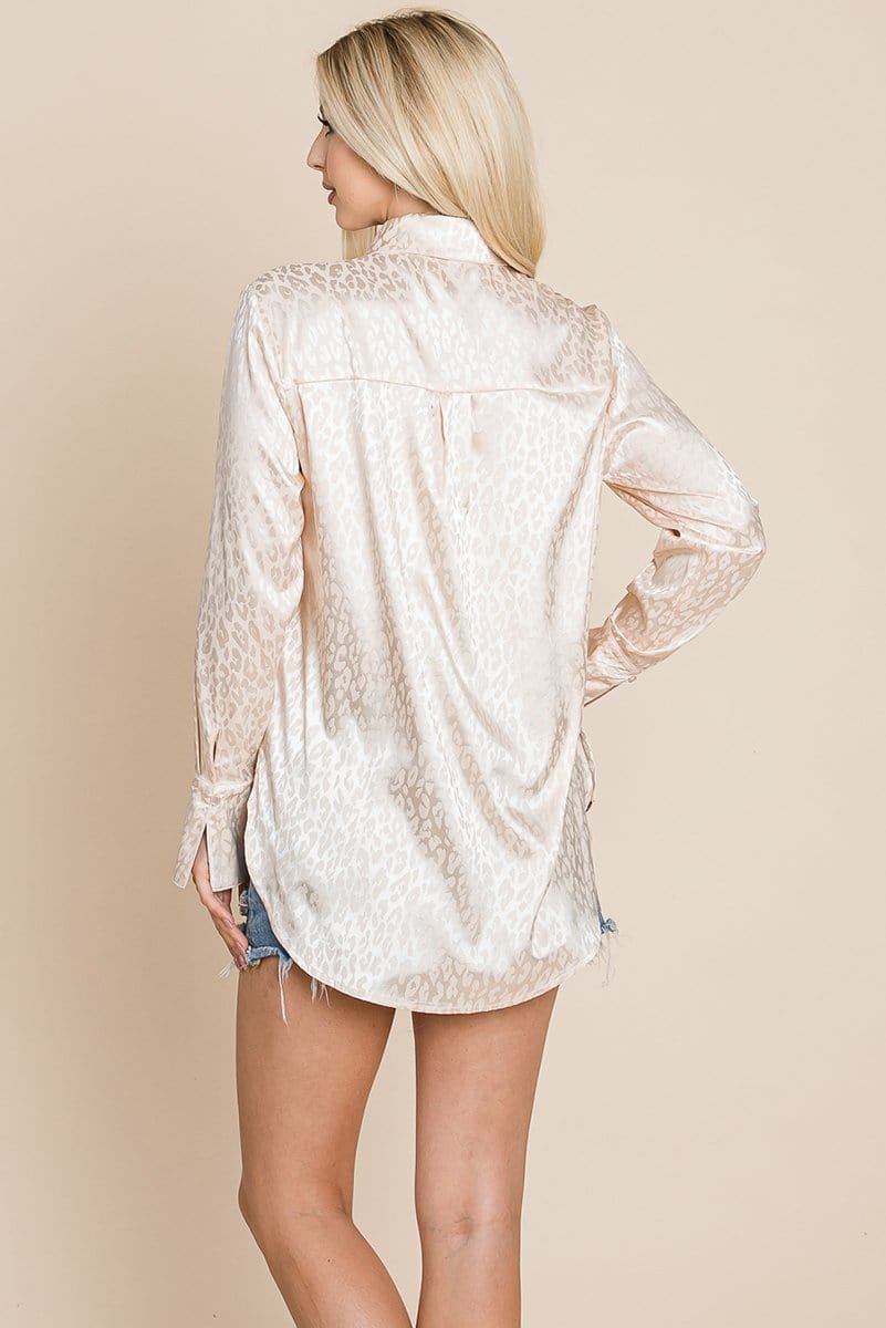Casual Animal Print Satin Button Up Shirts Blouse | Apparel | Kitchen + Metal