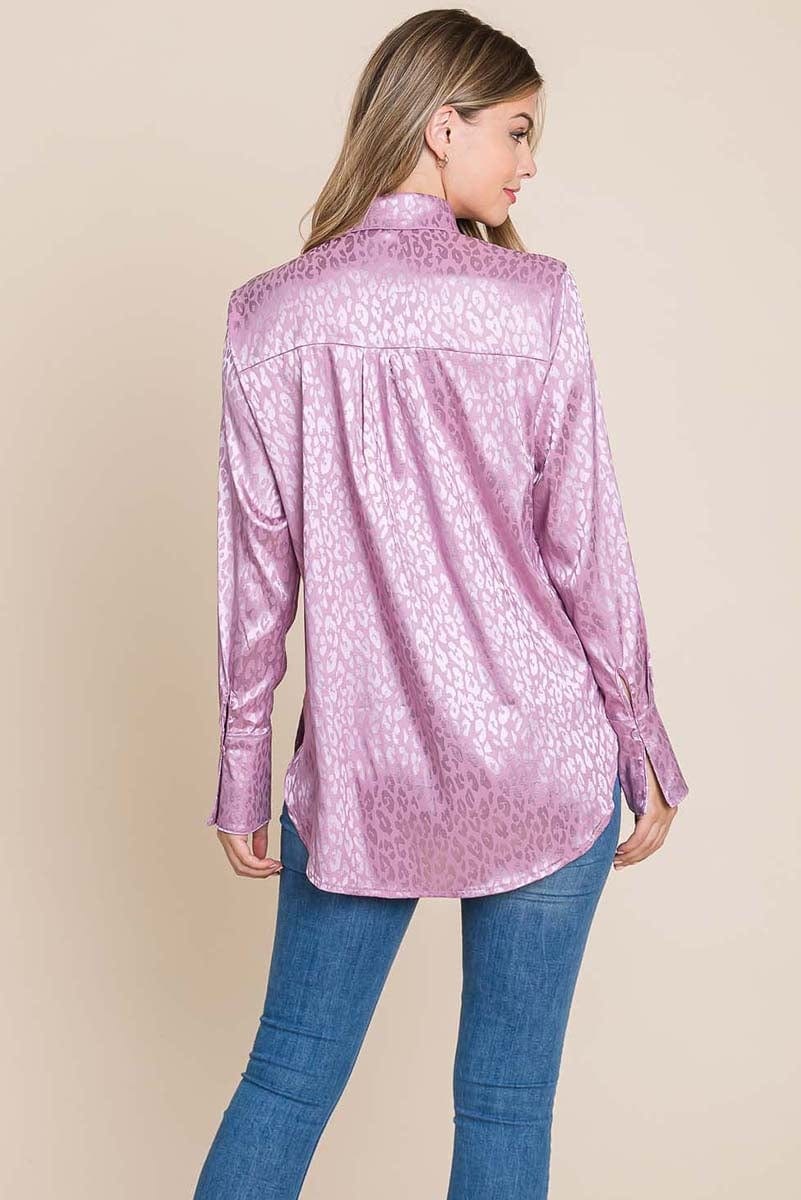 Casual Animal Print Satin Button Up Shirts Blouse | Apparel | Kitchen + Metal