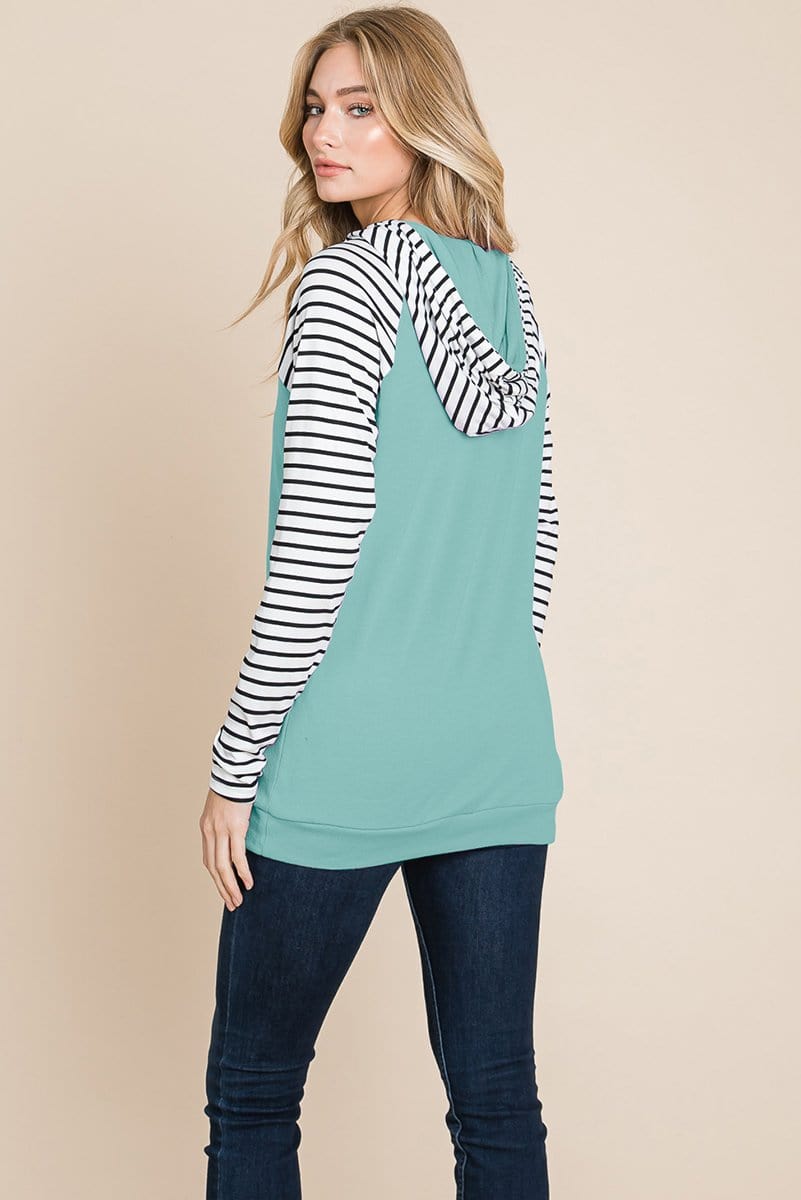 Color Block Striped Double Hoodie Sweatshirts | Apparel | Kitchen + Metal