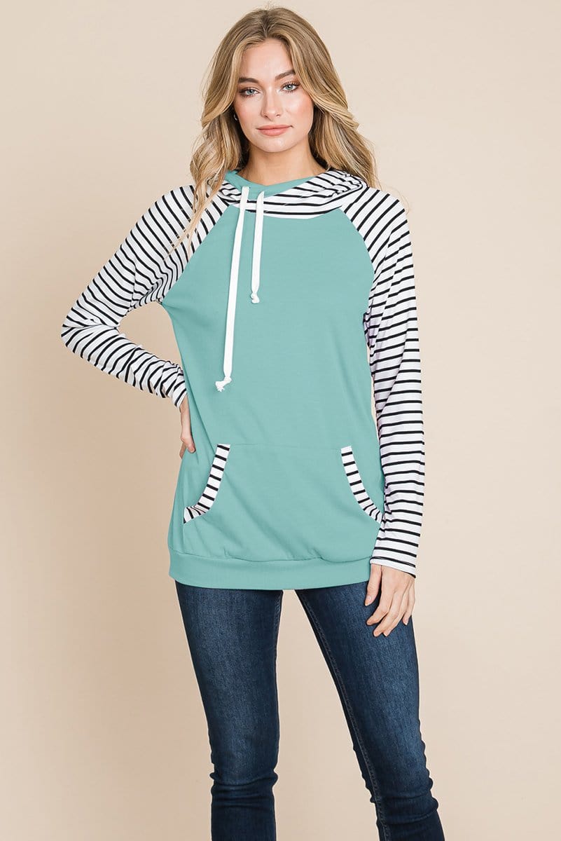 Color Block Striped Double Hoodie Sweatshirts | Apparel | Kitchen + Metal