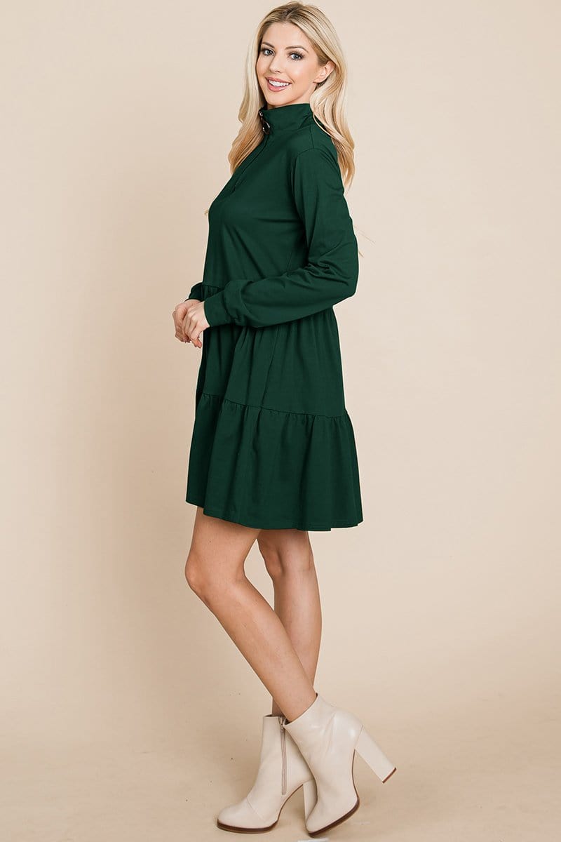 Collared Zipper Front Layered Cotton Shirt Dress | Apparel | Kitchen + Metal