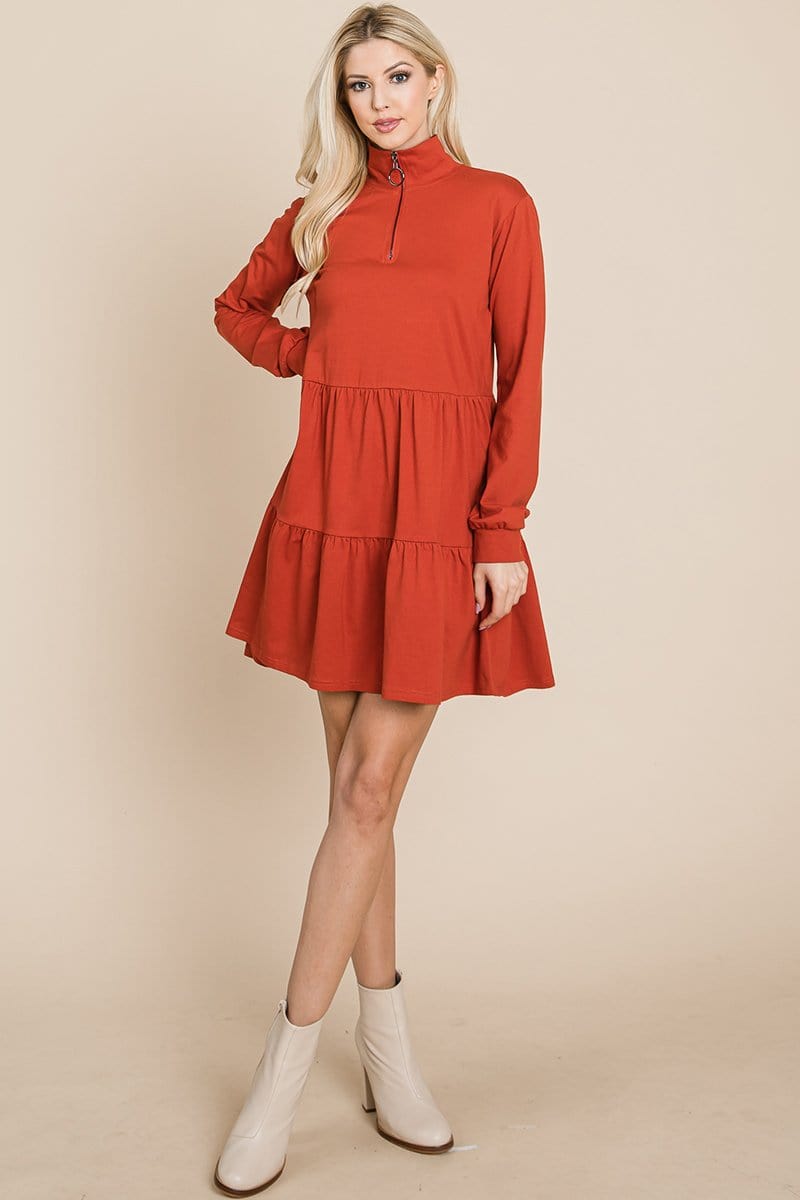 Collared Zipper Front Layered Cotton Shirt Dress | Apparel | Kitchen + Metal