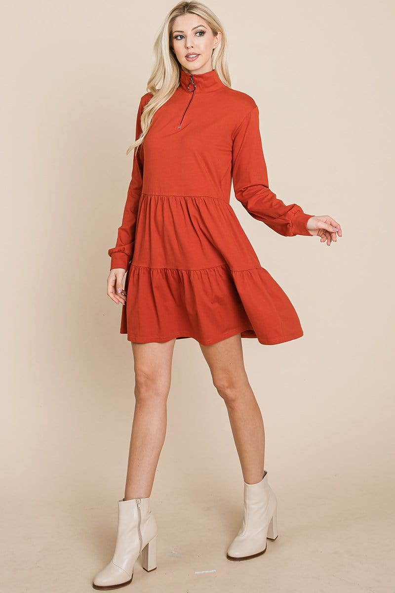 Collared Zipper Front Layered Cotton Shirt Dress | Apparel | Kitchen + Metal