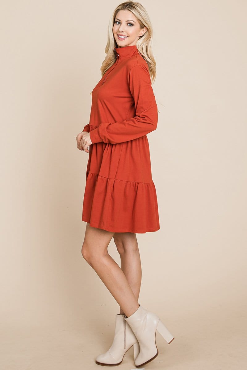 Collared Zipper Front Layered Cotton Shirt Dress | Apparel | Kitchen + Metal
