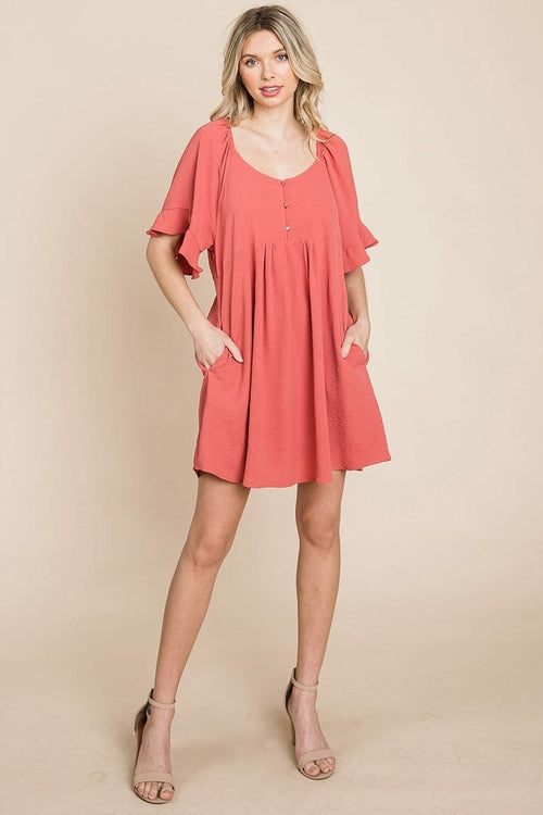 Flutter Sleeve Tiered Babydoll Mini Dress | Apparel | Kitchen + Metal
