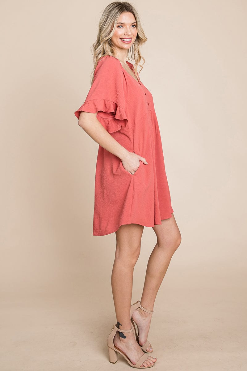 Flutter Sleeve Tiered Babydoll Mini Dress | Apparel | Kitchen + Metal