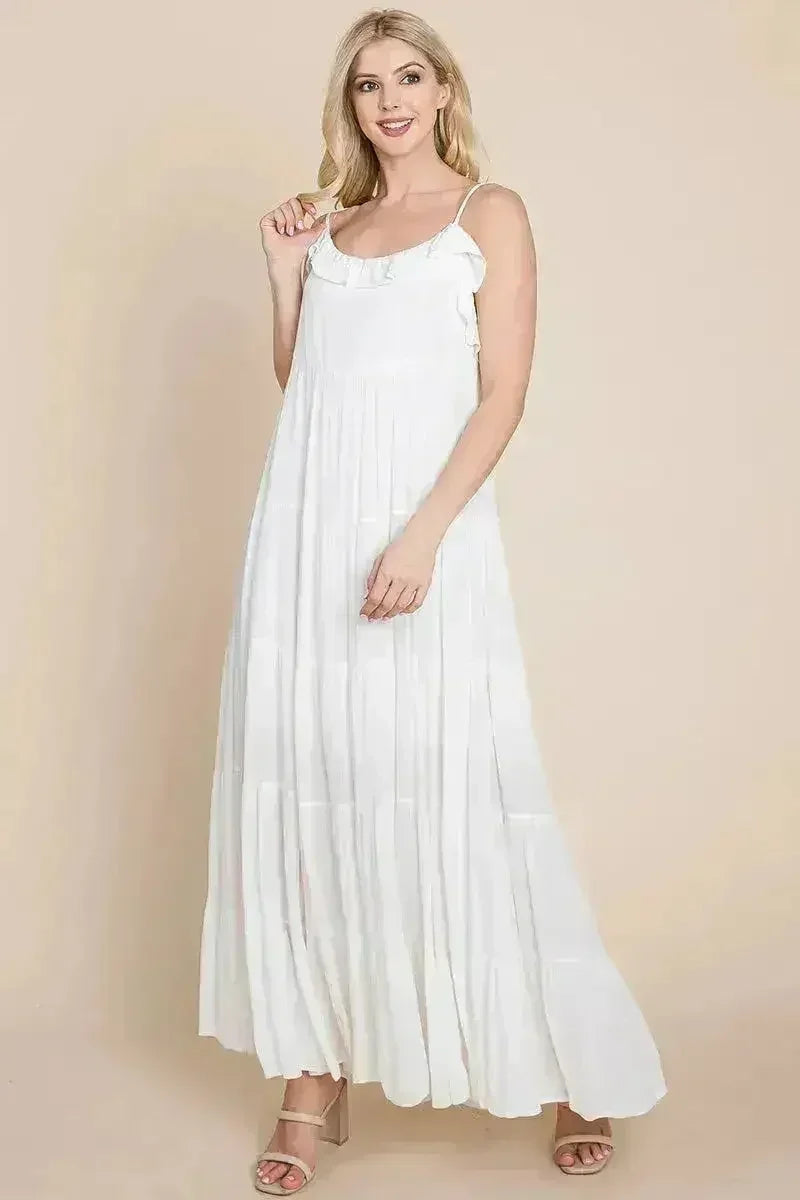 Tiered Tie Strap Cami Maxi Dress