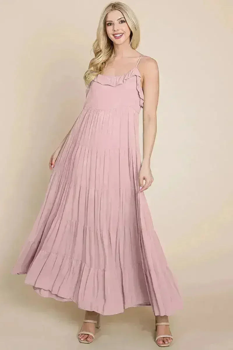 Tiered Tie Strap Cami Maxi Dress