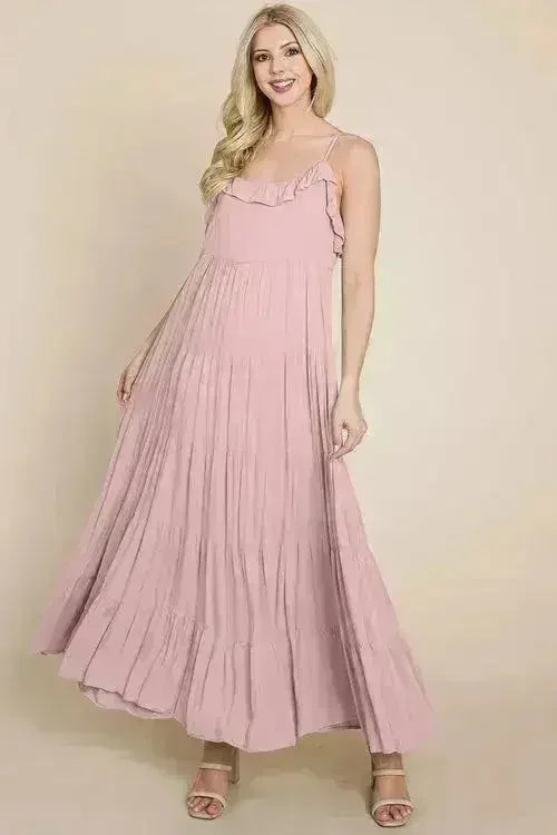 Tiered Tie Strap Cami Maxi Dress