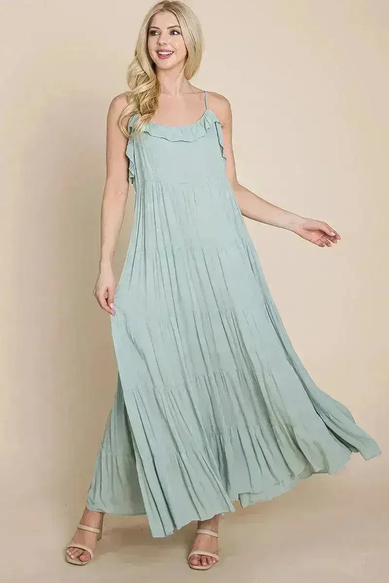 Tiered Tie Strap Cami Maxi Dress